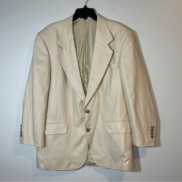100% Silk Oscar de la Renta Sand/Cream Sport coat 41R - Picture 1 of 5